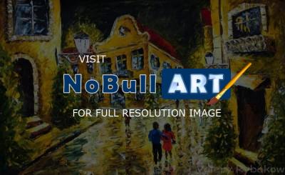 Wwwrybakowcom - Art Gallery Landscape Painting Night Street Impressionism - Oil On Canvas